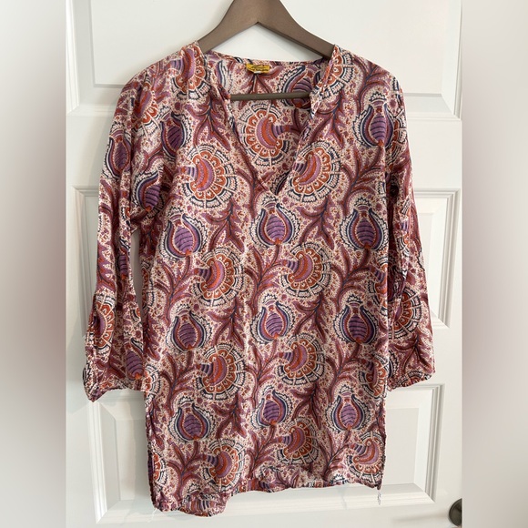 Roller Rabbit Tunic Top Purple Blue Size S - Picture 1 of 11